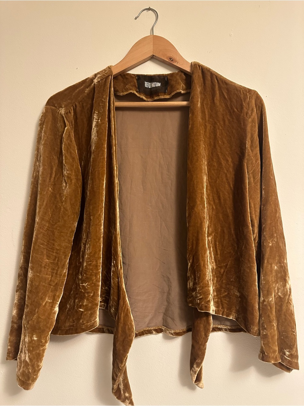 Reformation Velvet Open Front Jacket